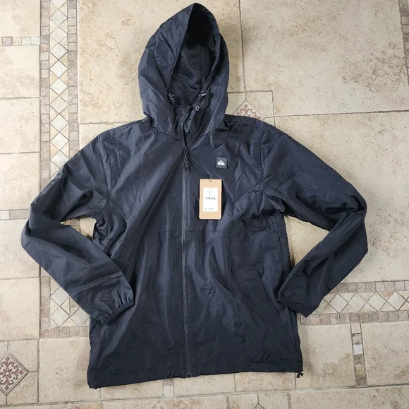 Men's Black Quiksilver Hooded Jacket - Picture 2 of 9